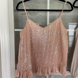 Sequin Light pink Cami Blouse from Anthropologie